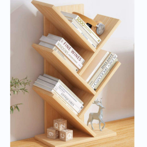 custom 4 Tier wooden Tree Book Storage Organizer Shelves Desktop wooden Tree Bookshelf