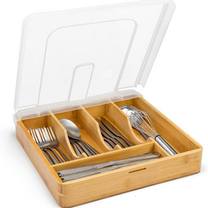 bamboo flatware silverware organizer storage tray wooden utensils organizer for kitchen drawer