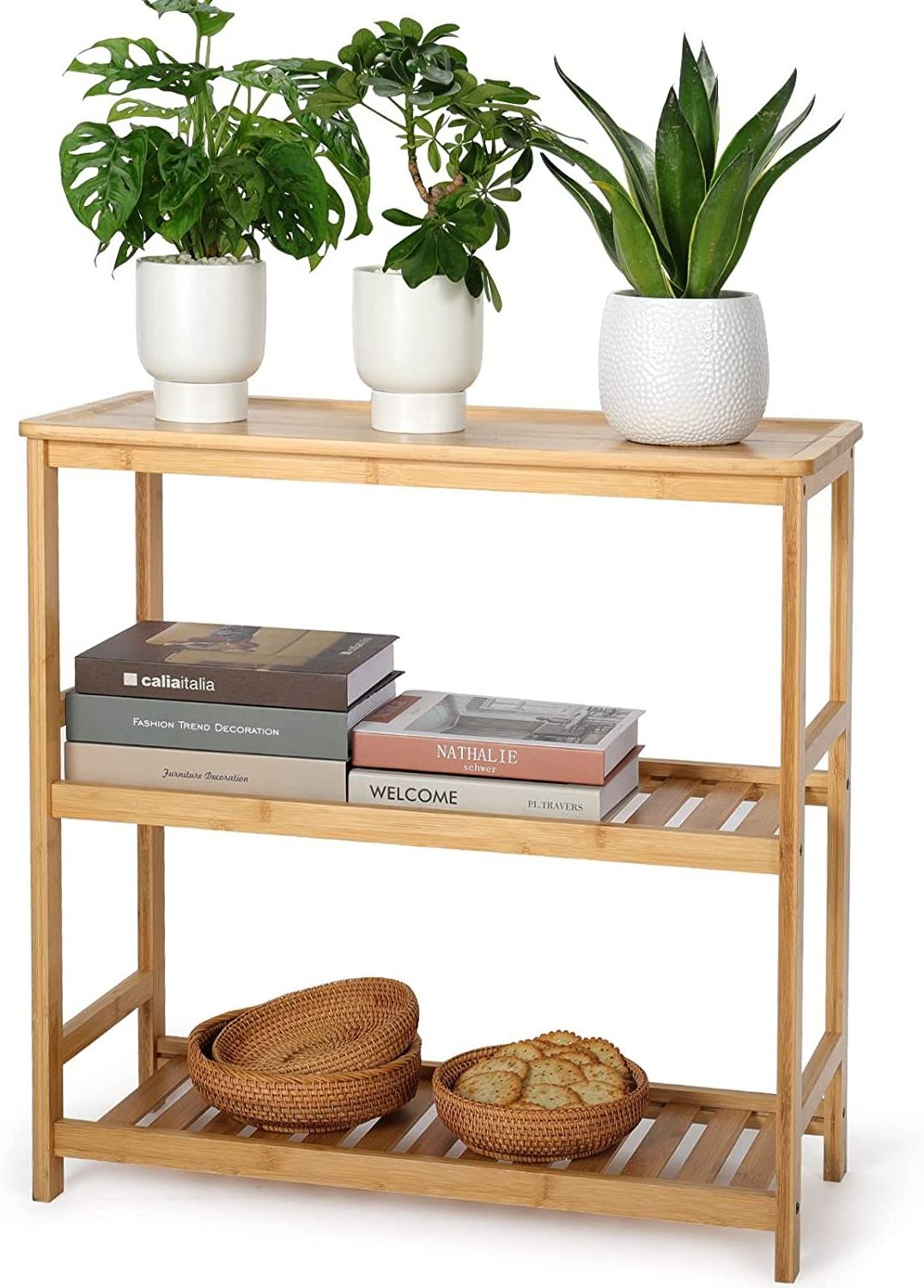 Multiple Corner Narrow Plant Holder Display Rack Bamboo Plant Shelf 3 Tier Window Plant Stand Table for Indoor