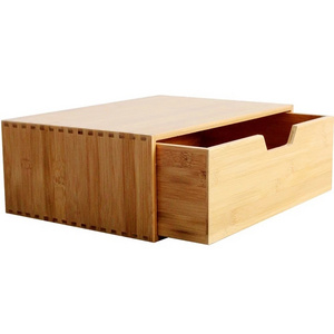 Bamboo wooden desk top drawer type storage box A4 paper document storage and sorting box small cabinet with high shelf