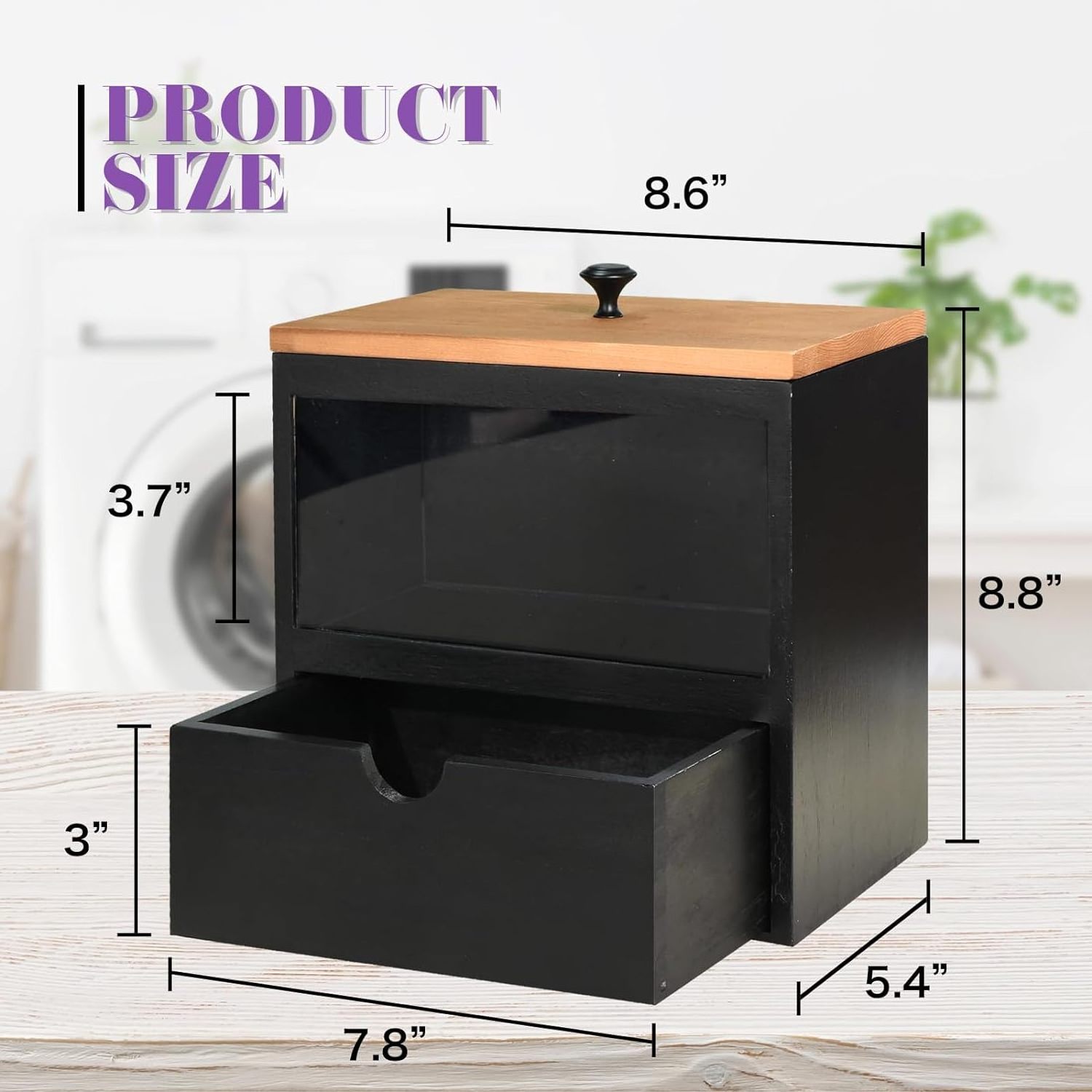 Wood Dryer Sheet Container Drawer Wall Mounted Dryer Sheet Dispenser for Laundry Room Decor Dryer Sheet Holder