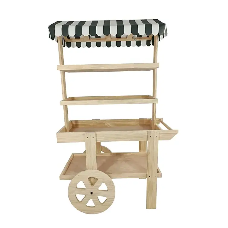 Best Selling Flower Cart Wooden Candy Cart With Wheels For Parties Event Backdrop Cart Wedding