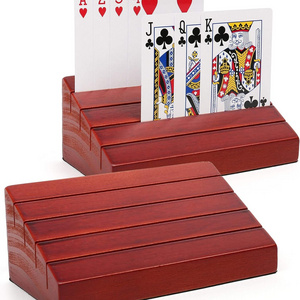 custom 2 Pack Poker Parties wooden playing card holders canasta card games for family