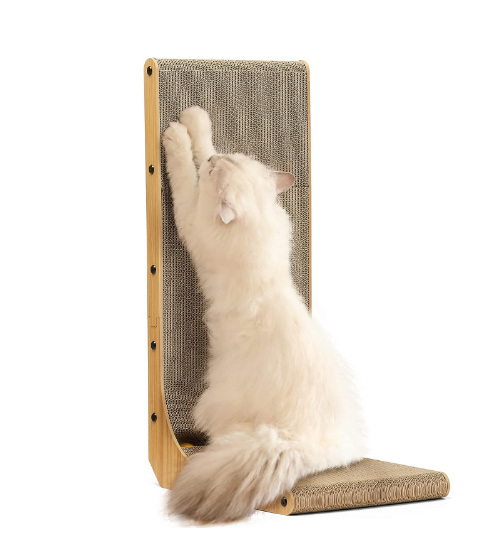 custom cat scratching post tree wood cat scratcher cardboard L shape Wall Mounted scratch pad for cats