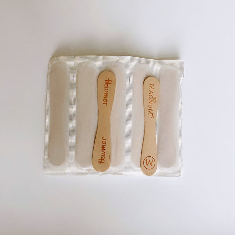 Environmental wooden ice cream scoop magnum spoons/sticks with logo