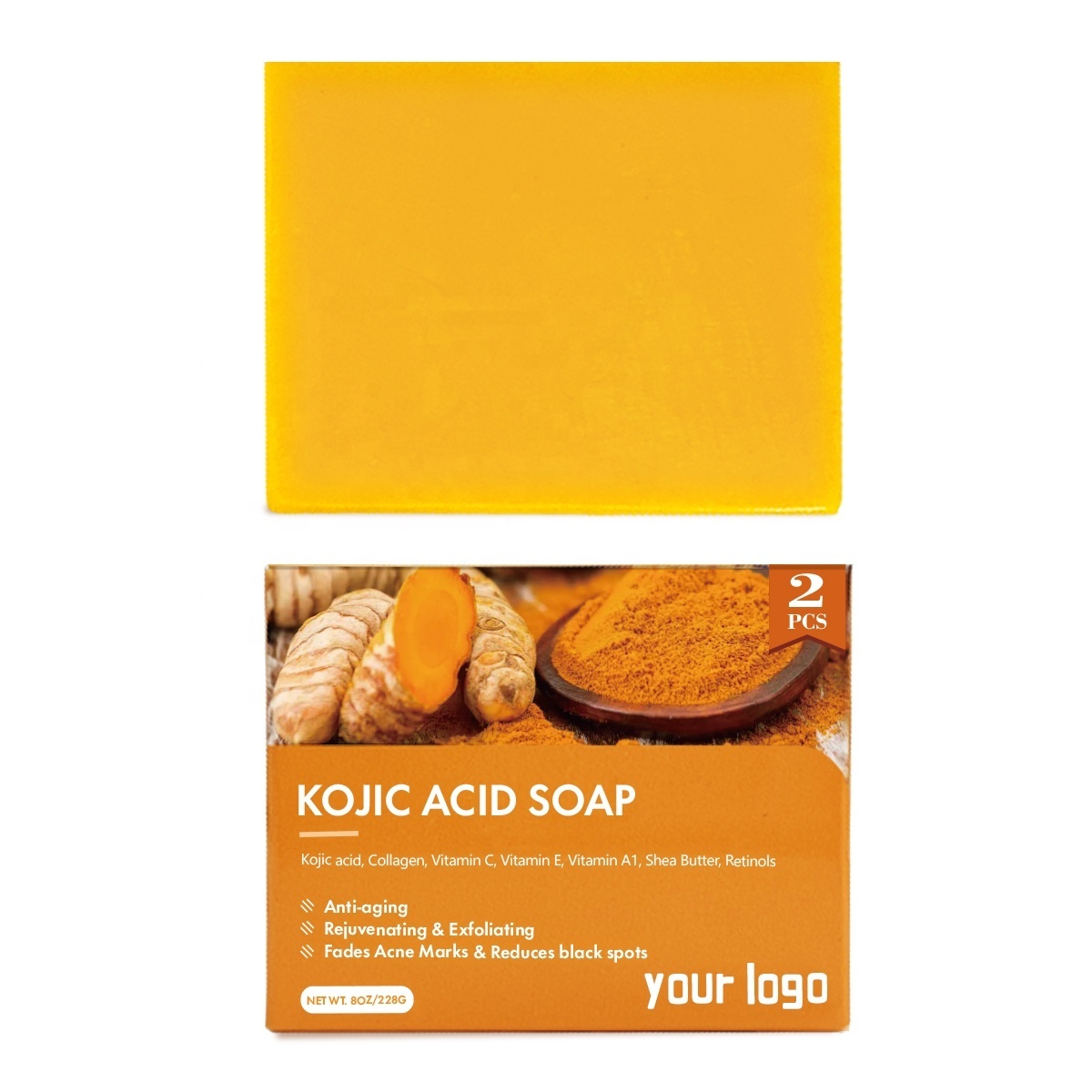 Hot Selling Private Label Hand Clean Kojie San Whitening Skin Brightening Kojic Acid Soap Original Lemon Turmeric Skin Whitening