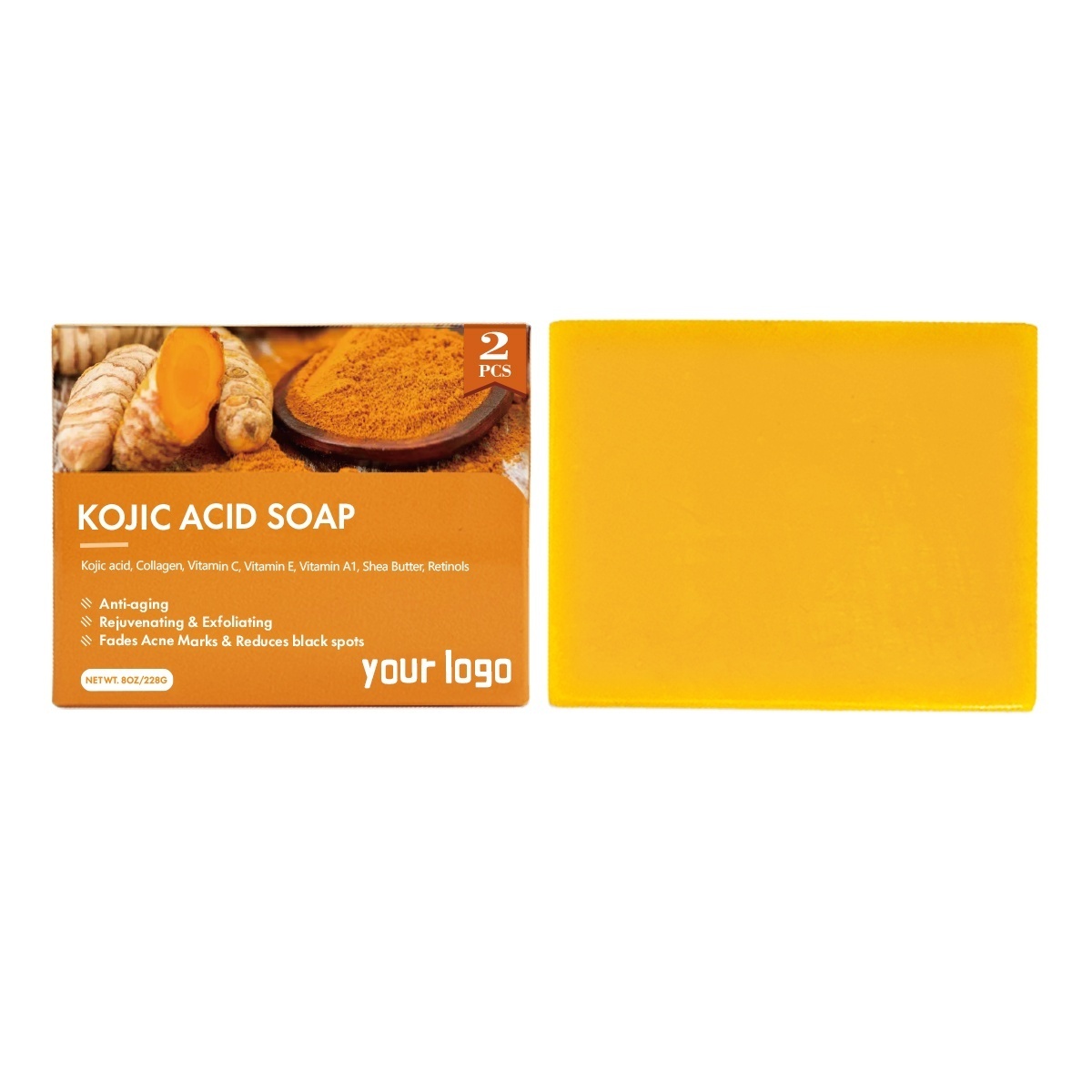 Hot Selling Private Label Hand Clean Kojie San Whitening Skin Brightening Kojic Acid Soap Original Lemon Turmeric Skin Whitening