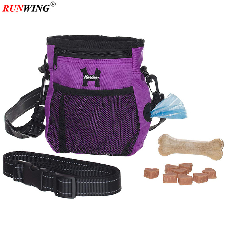 Dog treat bags treat training pouches for each size dogs with built-in poop bag dispenser waist and shoulder reflective straps