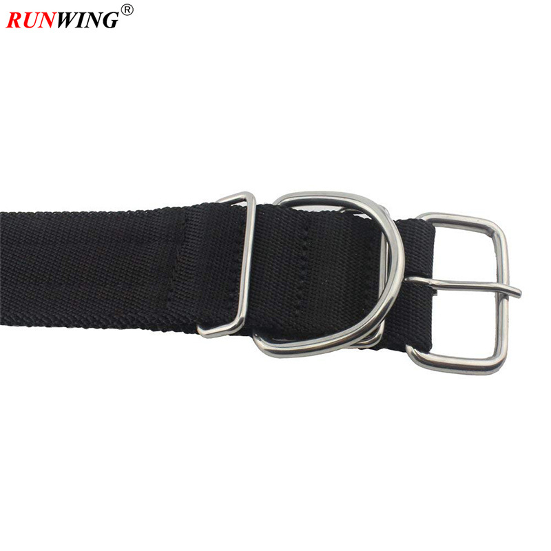 Adjustable 2 inch width heavy duty tough nylon classic webbing dog collar with stainless steel metal buckle