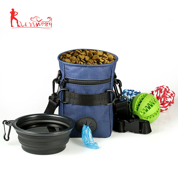 Pet Training Treat Bag Dog Feed Pouch, Adjustable Waist Belt and Pockets for Mobile phone