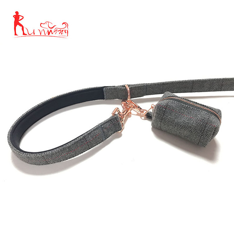 3 Way Adjustable Dog Leash with Luxury Rose Gold Metal Buckle Collar