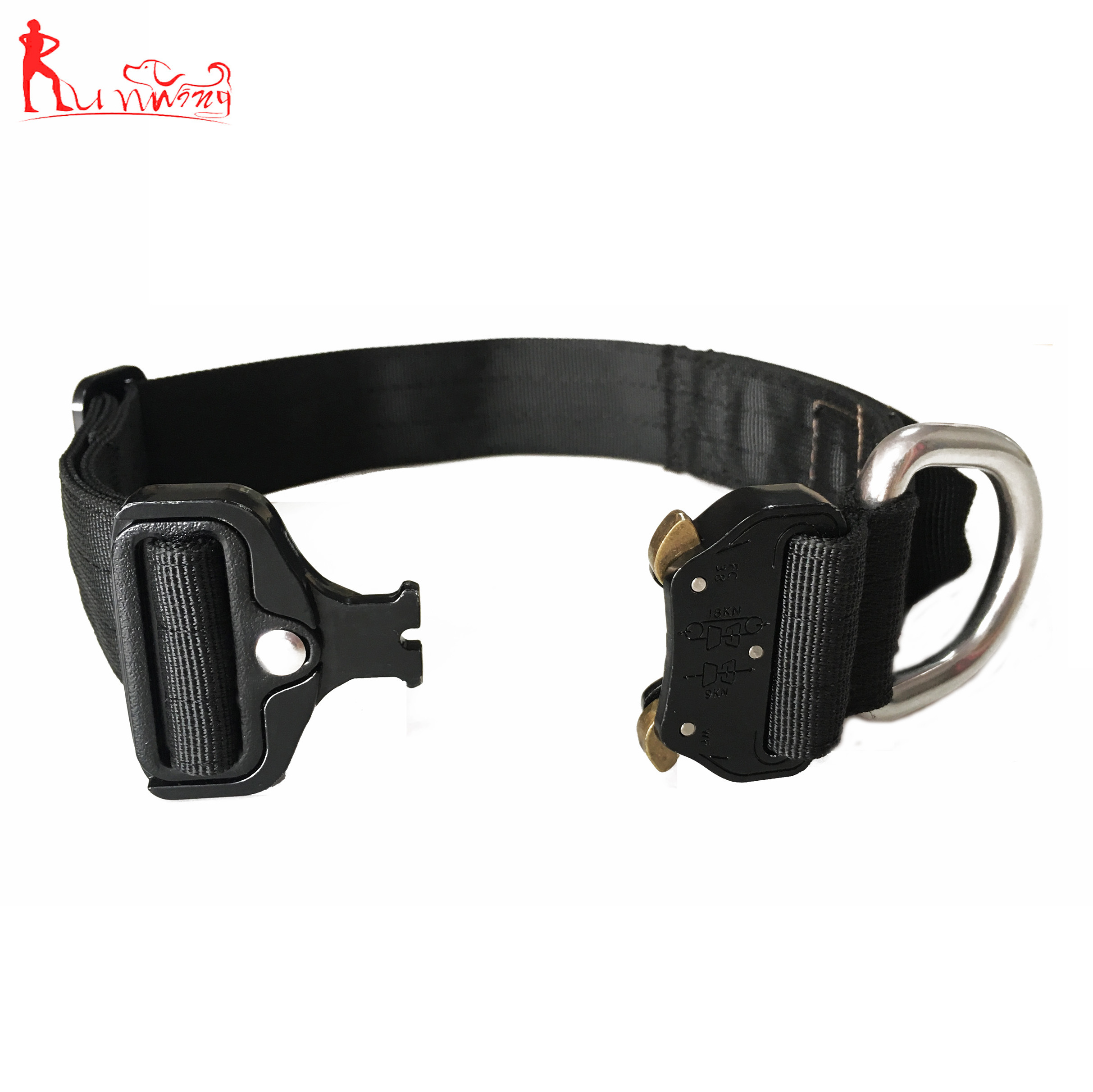 Heavy Duty Tactical Nylon Dog Collar,with Strong Stainless steel D-ring&Durable Quick Release Buckle