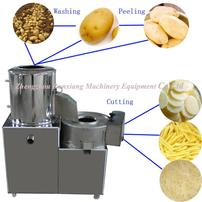 High Performance Potato Peeler And Slicer / Taro Peeler And Chipper / Potato Peeling And Slicing Machine