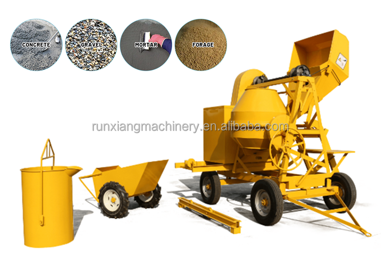 Auto concrete mixer 2 yard concrete mixer 800L diesel engine