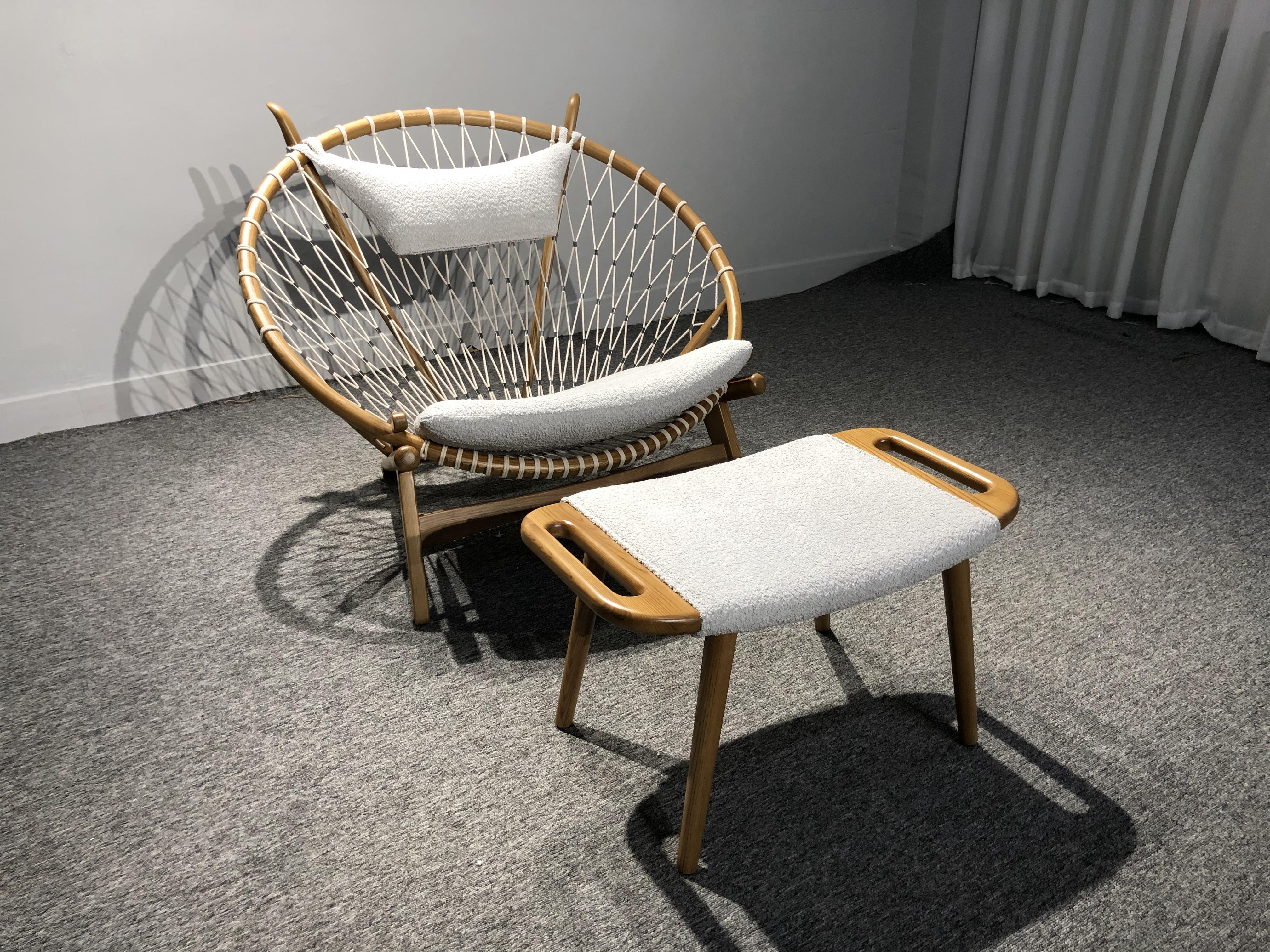 Modern Design Danish  Wicker Rattan Rope Wooden Living Room Furniture Lounge Mobilier Hoop Circle Chair