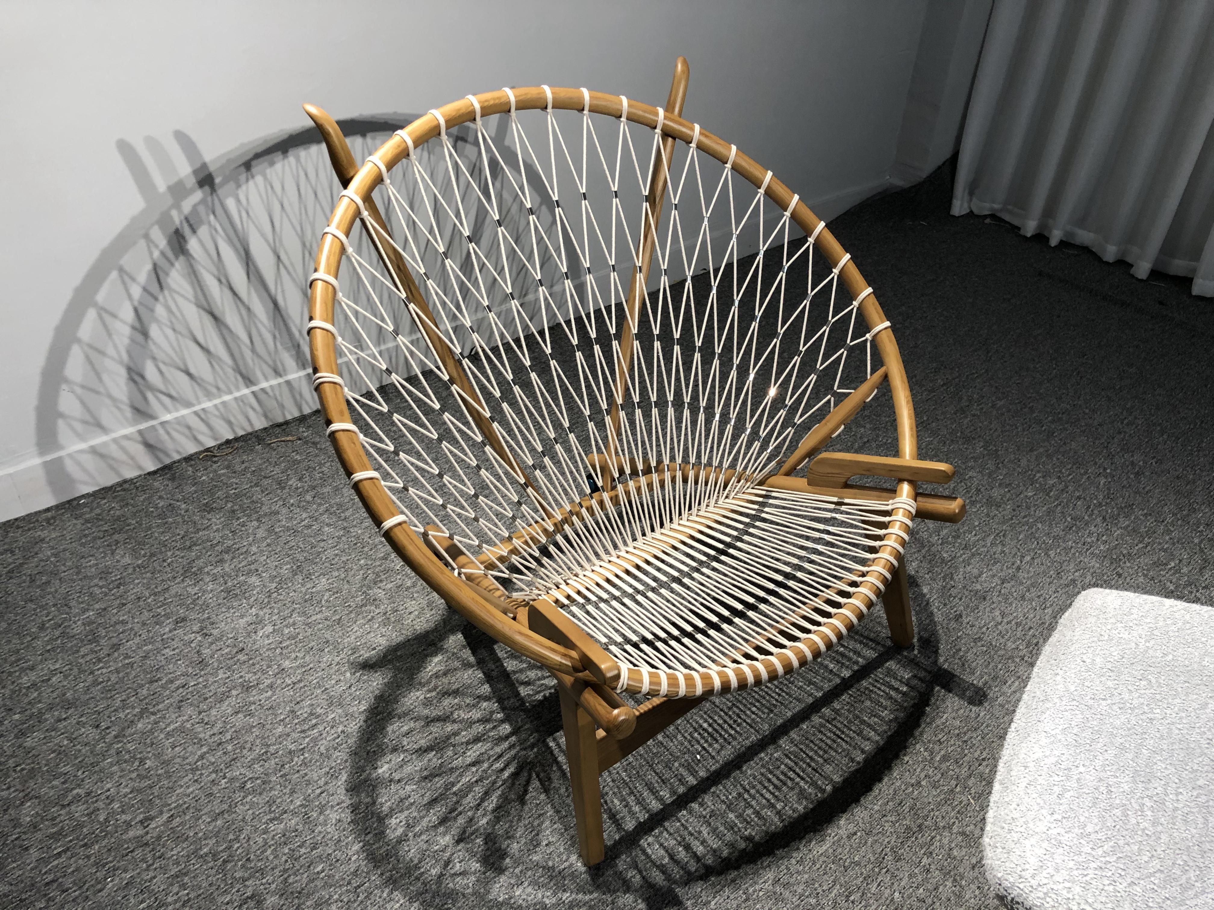 Modern Design Danish  Wicker Rattan Rope Wooden Living Room Furniture Lounge Mobilier Hoop Circle Chair