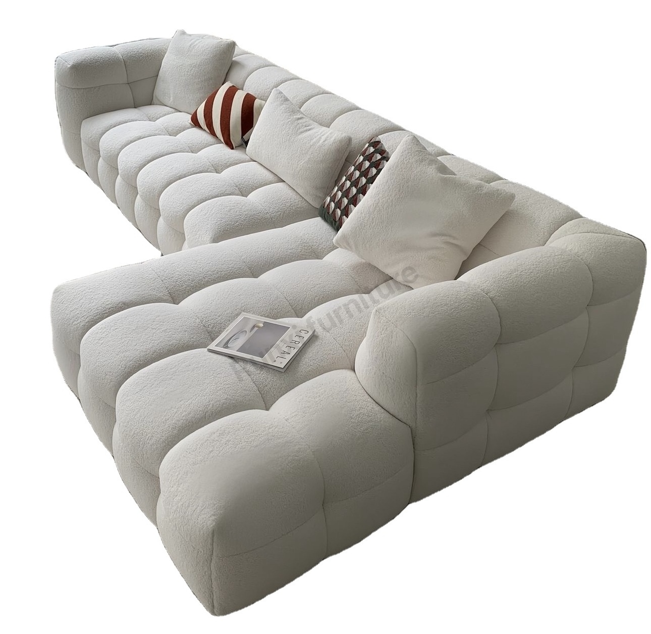 Italian design modern luxury villa living room furniture High quality teddy lamb skin sofa set