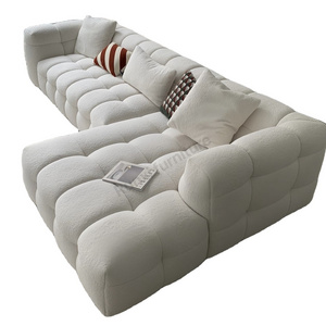 Italian design modern luxury villa living room furniture High quality teddy lamb skin sofa set