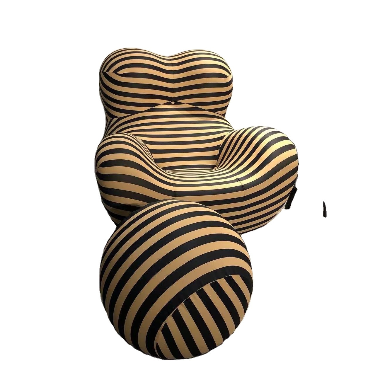 Customizable Modern Design Leather Striped Lounge Chair Elegant Ball-Elegant Lazy Casual Sofa Set for Living Room Luxury Leisure