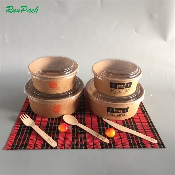 Wholesale Custom Printed Disposable Restaurant Use Kraft Paper Noodle Soup Salad Bowl