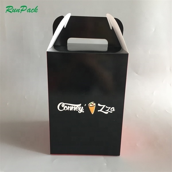 Disposable Biodegradable Pizza Cone Box with Handle Pizza Packaging Food Grade, Kraft Paper Custom Pizza Boxes