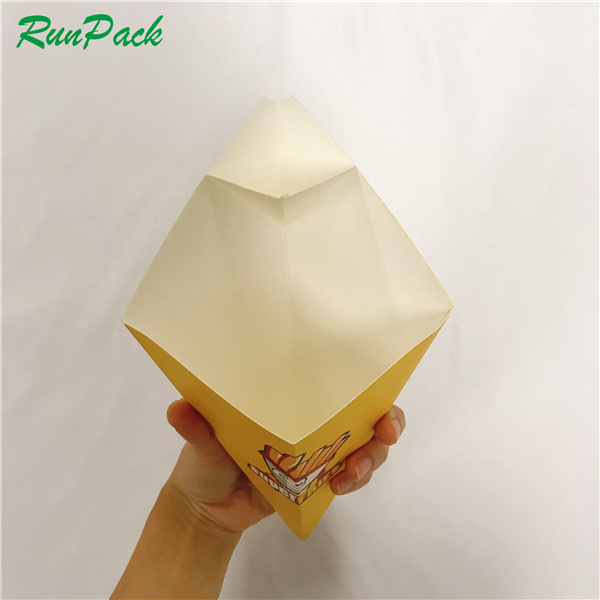 Disposable Kraft French Fries Food Paper Cone Customized Take Away Crepe Cone Holder, Food Paper Cones,Bubble Waffle Paper Cone