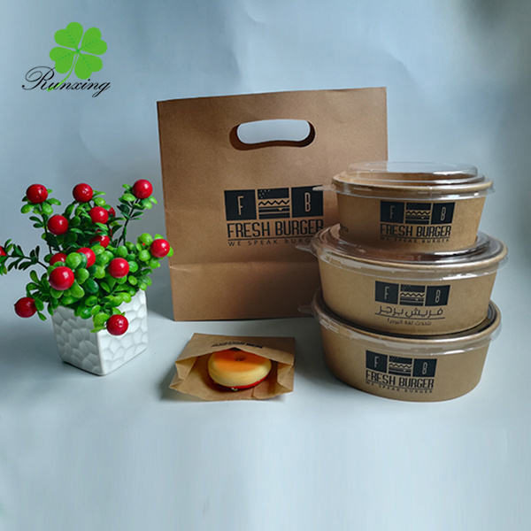 Restaurant use kraft paper take away box to go food container disposable food box