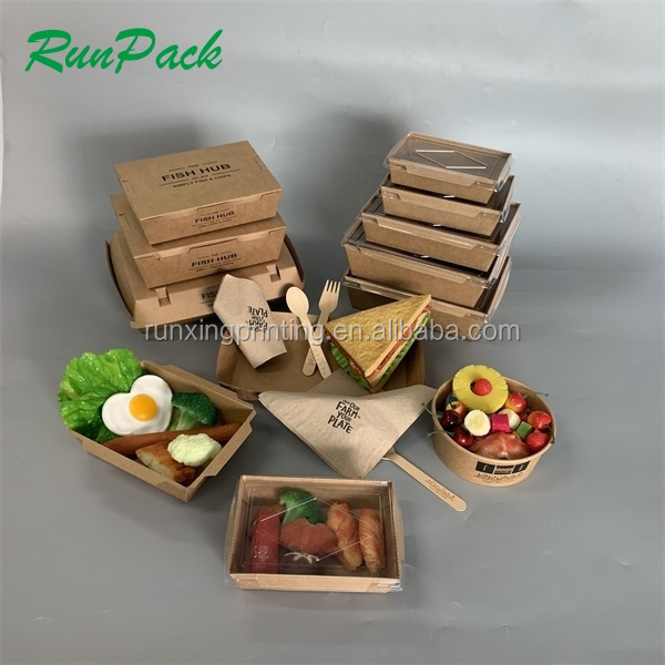 Custom deluxe Compostable Eco Friendly Paper Boxes Fast Takeaway Box Food Packaging