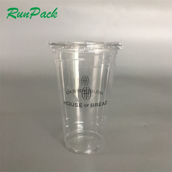 Custom logo printed clear 12, 16, 20, 24 oz PP PET transparent disposable Bubble Tea Juice Smoothie plastic cup with lid