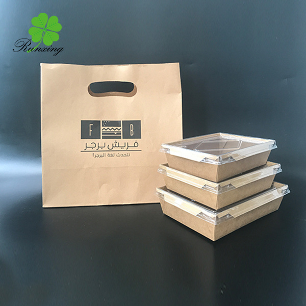 Restaurant use kraft paper take away box to go food container disposable food box