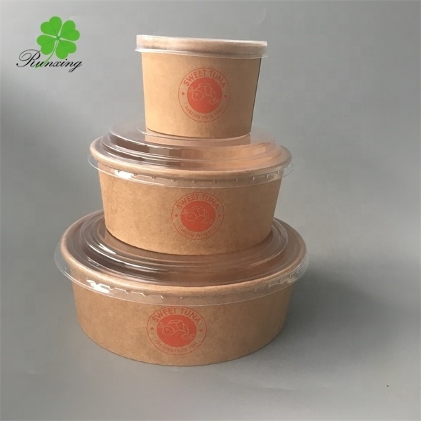 Wholesale Custom Printed Disposable Restaurant Use Kraft Paper Noodle Soup Salad Bowl