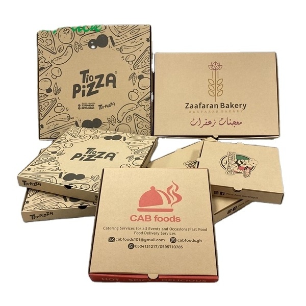 Personalized Deep All Size 9 10 11 12 14 18 Inch Corrugated Kraft Paper Fries Burger Pizza Packaging Boxes Carton