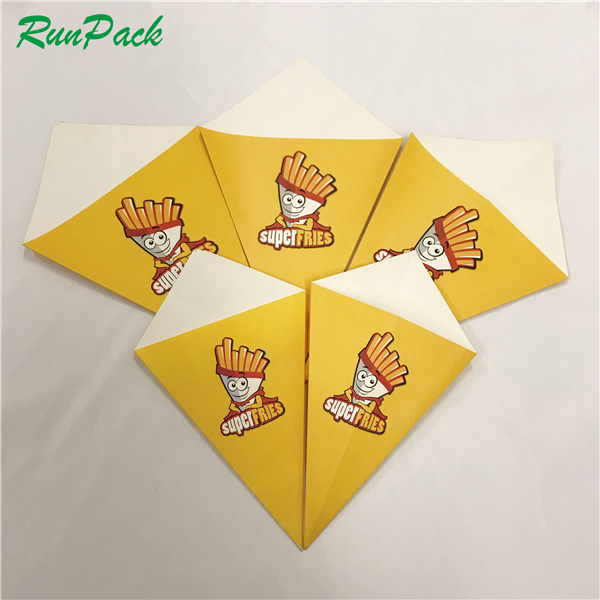 Disposable Kraft French Fries Food Paper Cone Customized Take Away Crepe Cone Holder, Food Paper Cones,Bubble Waffle Paper Cone