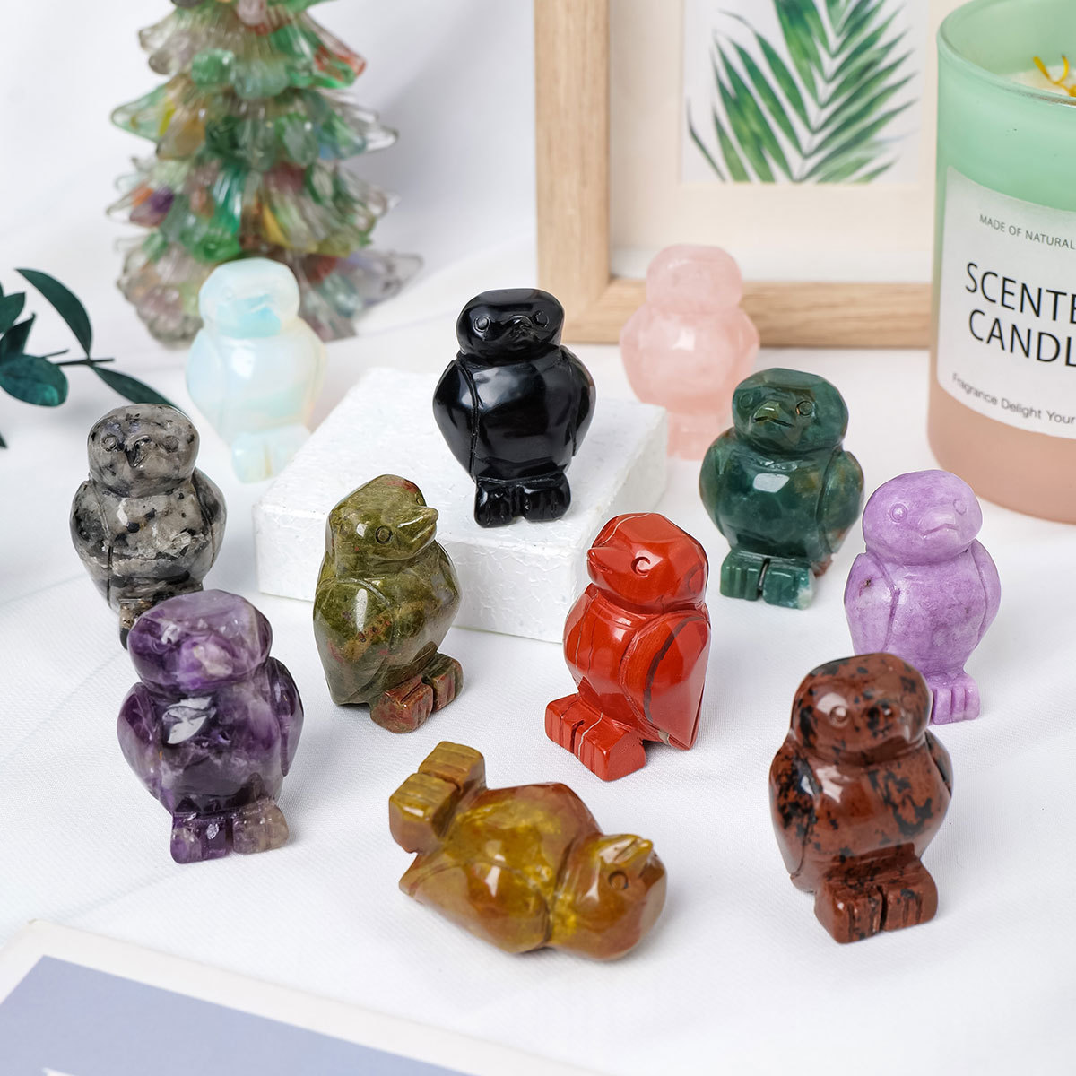 Wholesale Natural spiritual Healing Crystal crafts Penguin carving home decoration souvenirs