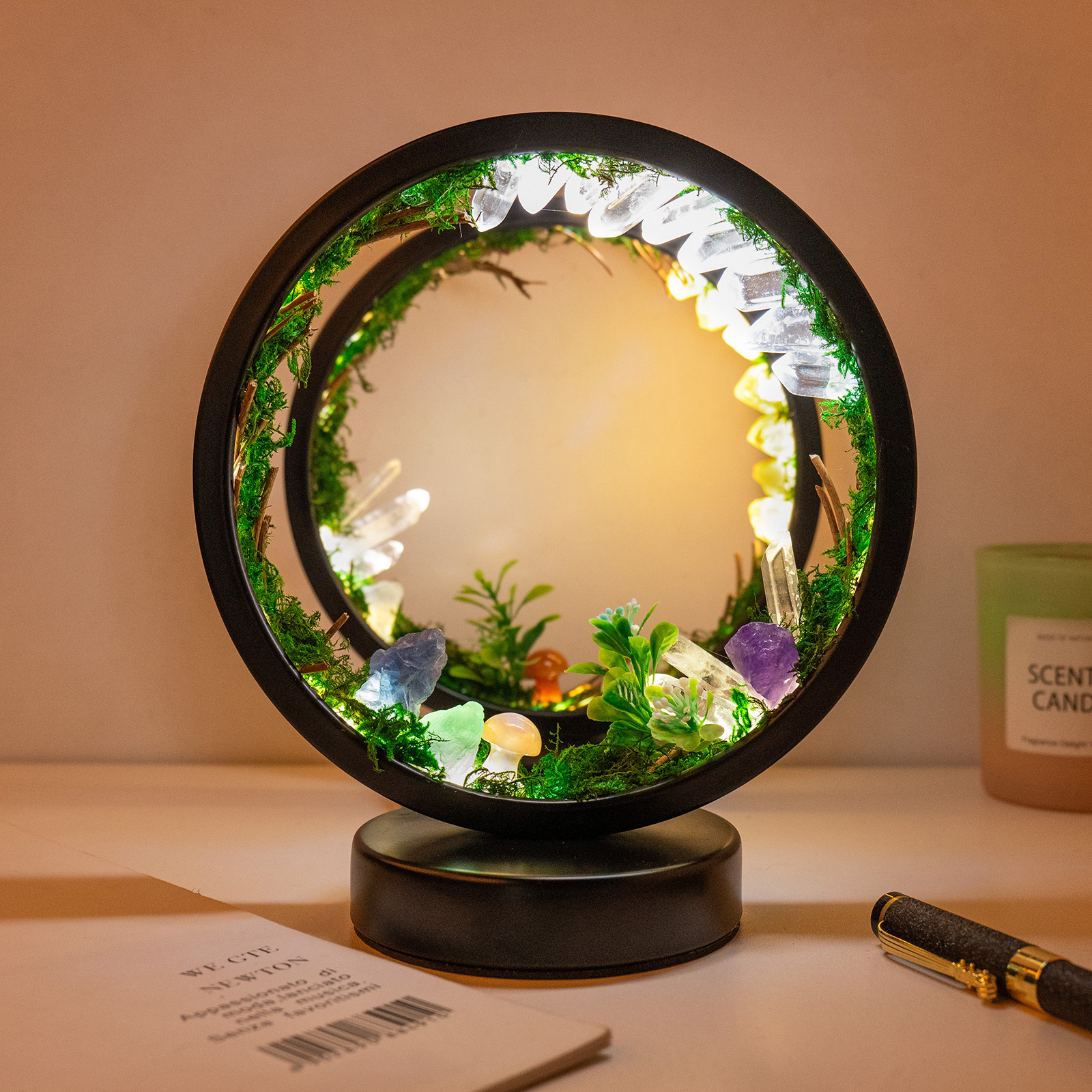 wholesale Natural  forest round crystal lamp crystal heal stone night light  can be customized Christmas Children's Gifts