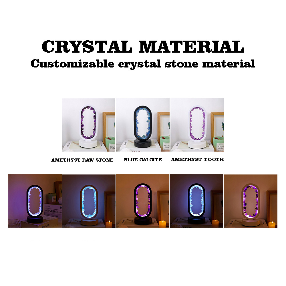 wholesale Natural amethyst crystal lamp healing stone crystal table lamp crafts Colors can be customized crystal night light