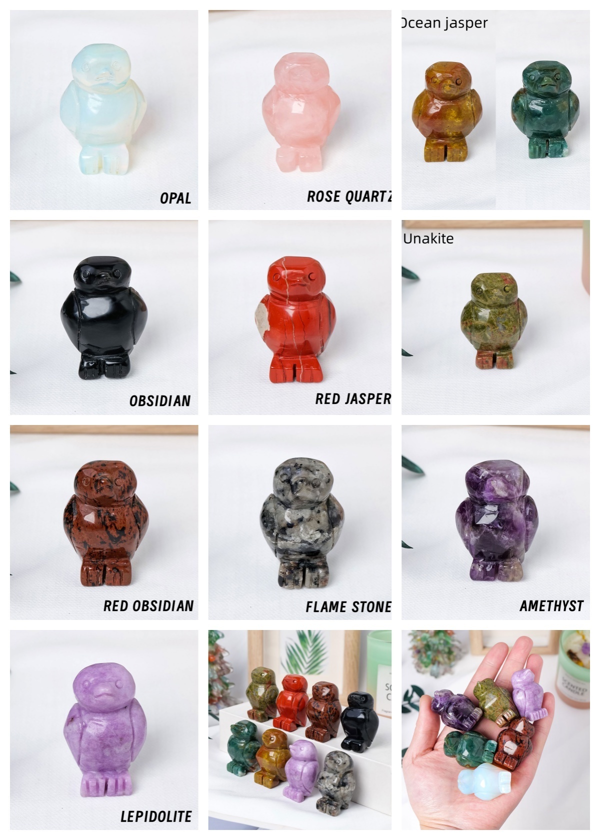 Wholesale Natural spiritual Healing Crystal crafts Penguin carving home decoration souvenirs