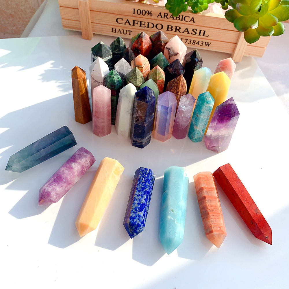 Wholesale  Natural Gemstone Healing Stones Clear Rose Quartz amethyst small Crystal Wand tiny Point for home decor