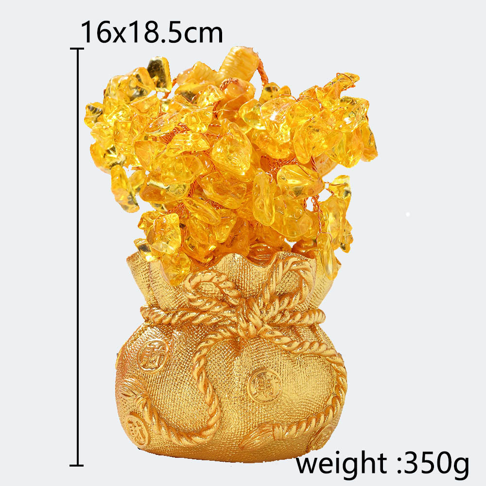 Wholesale natural stone crystal craft crystal money Citrine Purse tree crystal tree