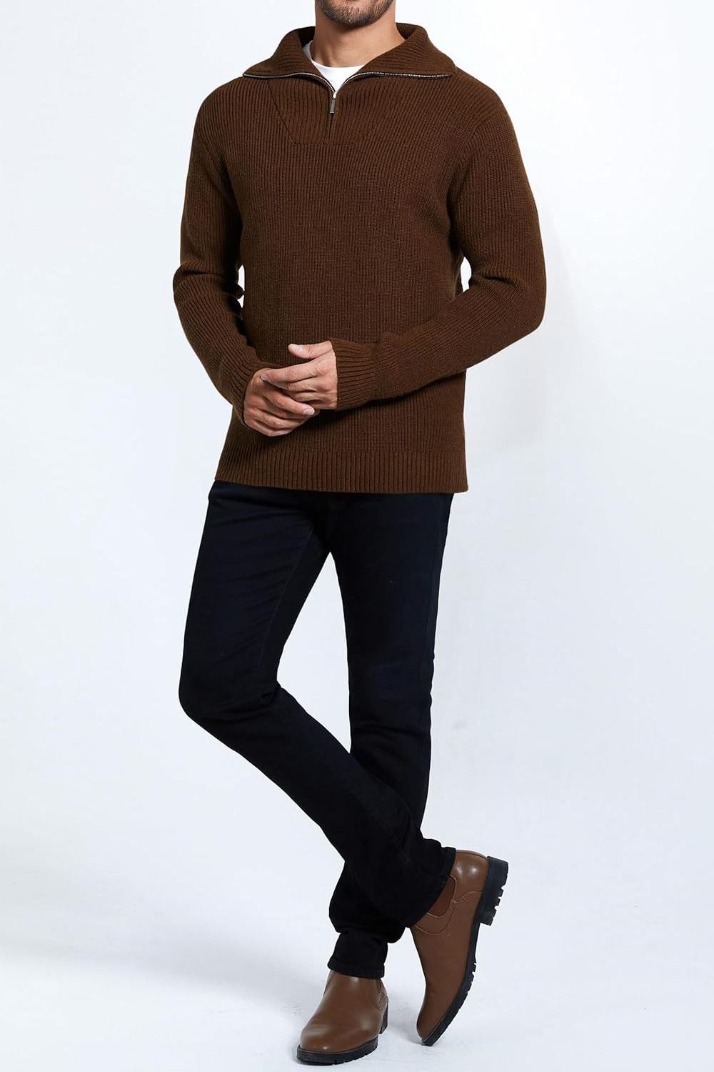 sweaters manufacturers Turtleneck Cable Knitted Soft Winter Thermal Ribbed Knitwear Sweaters Mens half zip sweater