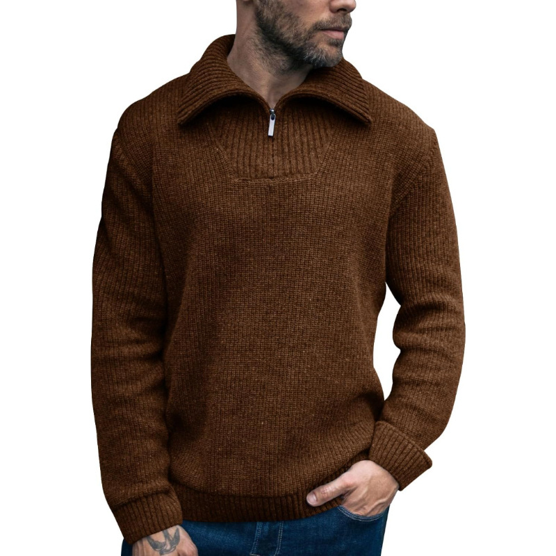 sweaters manufacturers Turtleneck Cable Knitted Soft Winter Thermal Ribbed Knitwear Sweaters Mens half zip sweater