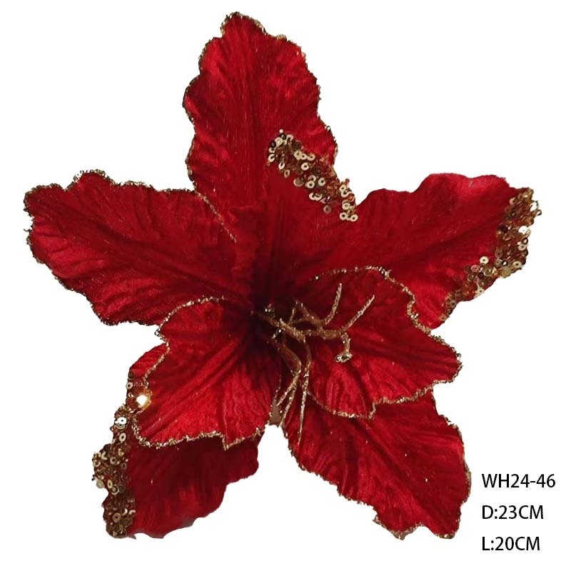 Wholesale Custom poinsettia artificial flowers stem Christmas Floral picks