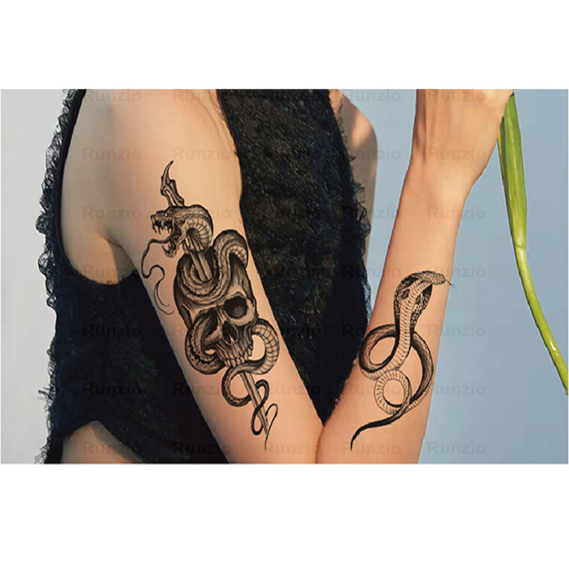 Waterproof black animal flower snake tattoo stickers temporary tattoo snake