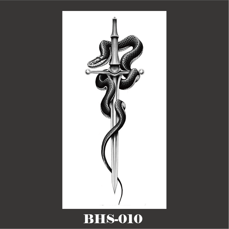 Waterproof black animal flower snake tattoo stickers temporary tattoo snake