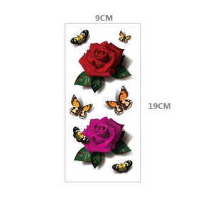 hot selling sexy butterfly rose flower colorful leg chest  sticker tattoo waterproof 3d arm stickers  women