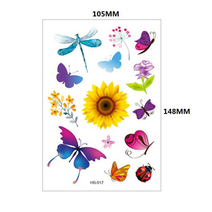 HS 017 waterproof Sunflower Children's Tattoo Sticker Insect Dragonfly Butterfly Disposable Tattoo Sticker