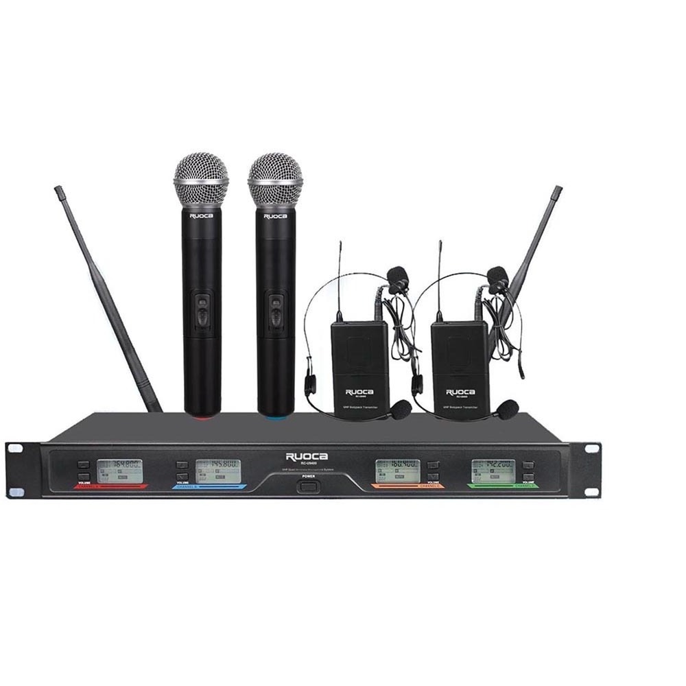 Hot Sale Uhf Wireless Mic Professional 4 Channel Uhf Wireless Microphone System With Four Handhelds