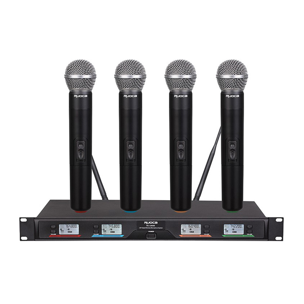 Hot Sale Uhf Wireless Mic Professional 4 Channel Uhf Wireless Microphone System With Four Handhelds