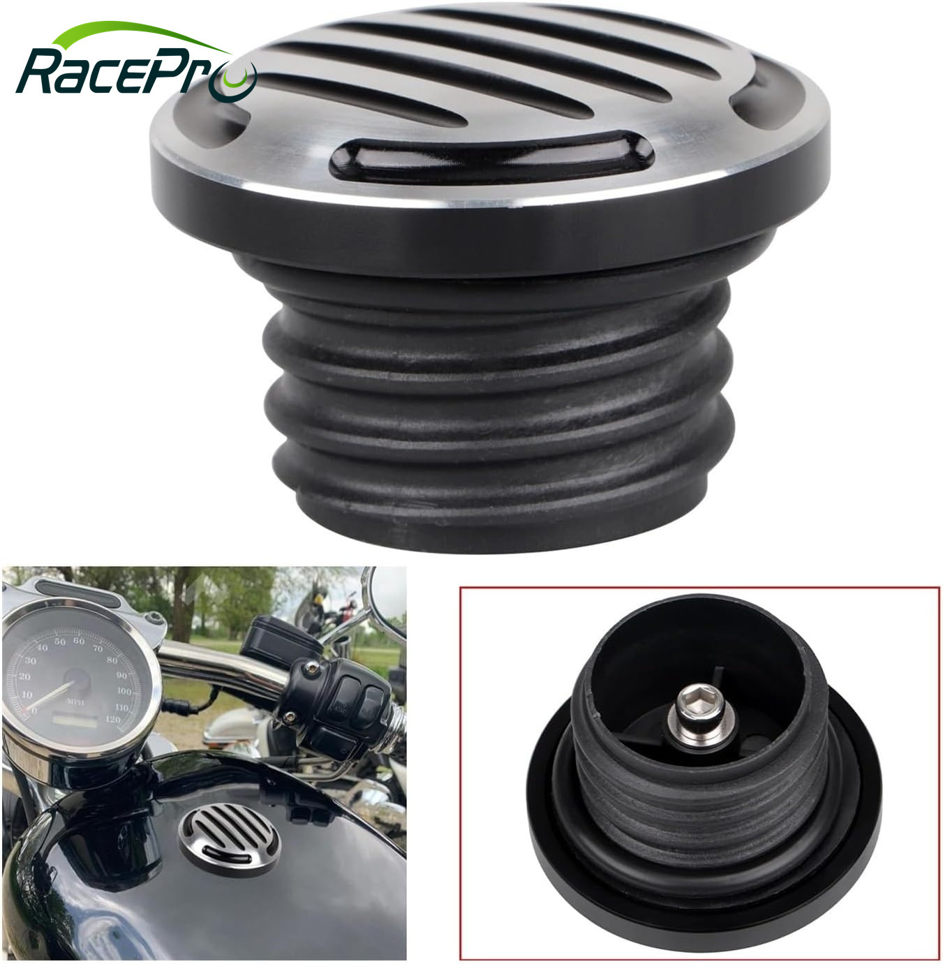 RACEPRO Motorcycle Vented Gas Cap Fuel Tank Cover Gas Cap For Harley Davidson Touring Electra Street Glide FLHX Road King FLHRS