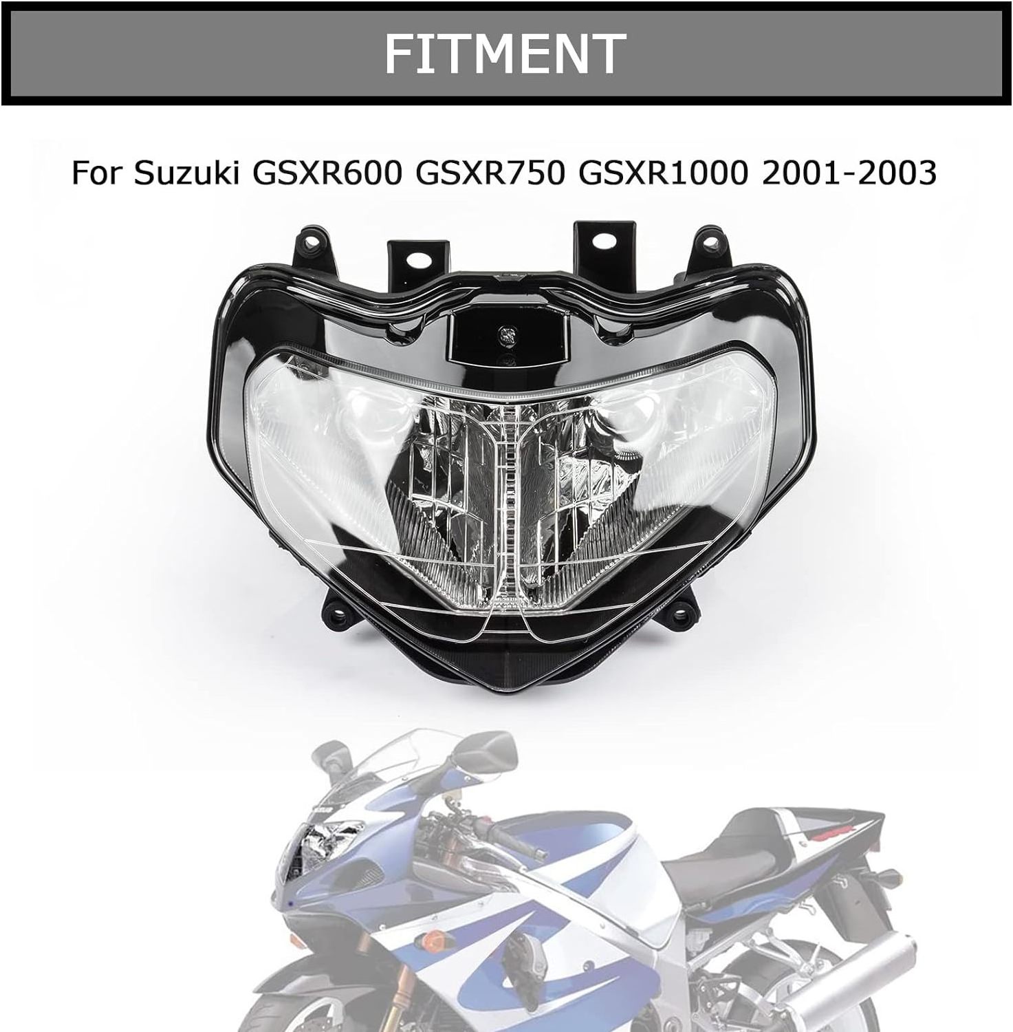 Custom Front Headlight Head Light Assembly For Suzuki GSXR 600 750 1000 2001-2002-2003